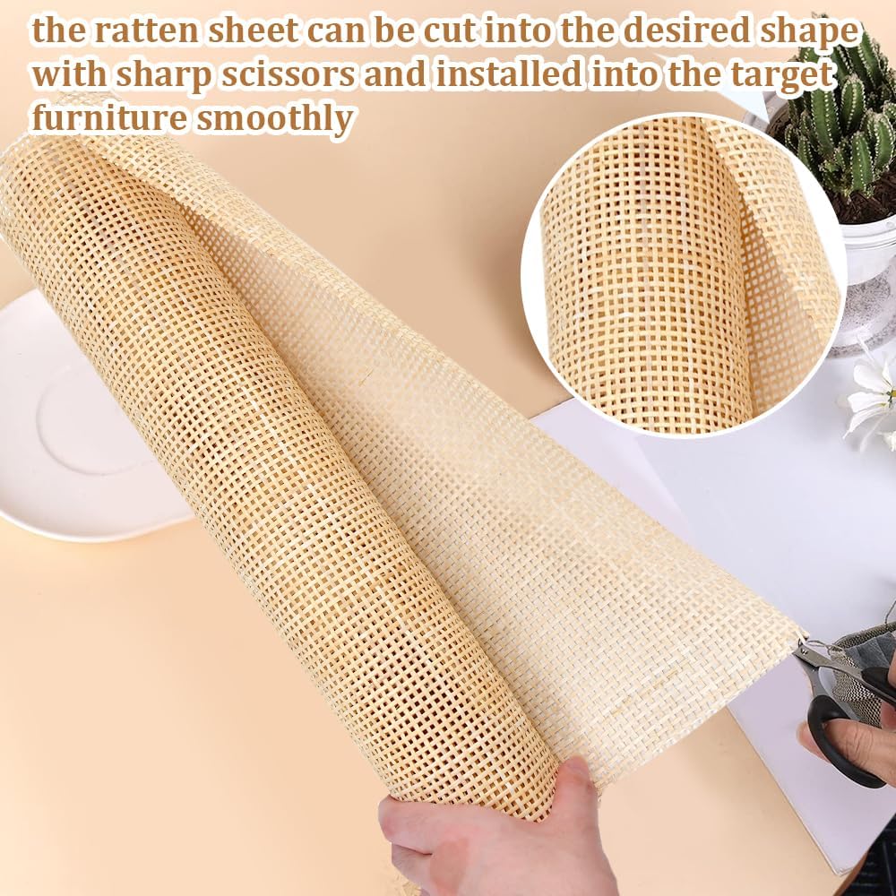 Kleemeiero Rattan-Gurtband 45 x 152cm Cane Webbing Roll Natürliche Geweberolle Gewebtes Offenes Gefl