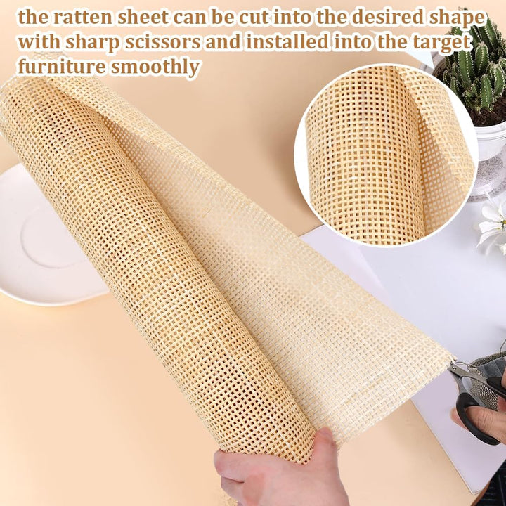 Kleemeiero Rattan-Gurtband 45 x 152cm Cane Webbing Roll Natürliche Geweberolle Gewebtes Offenes Gefl