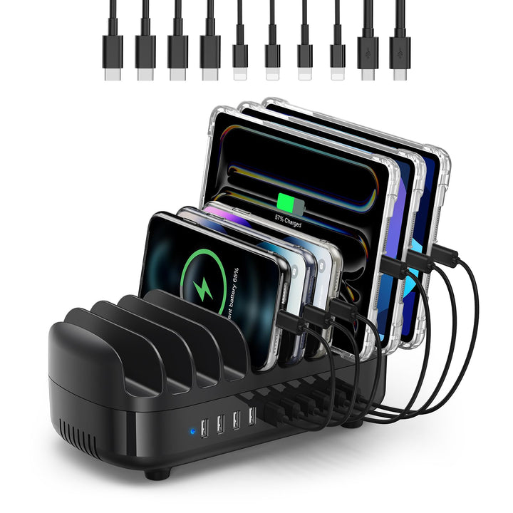 ORICO 120W Ladestation für Mehrere Geräte, Neues Upgrade 10 Ports Smart USB Ladestation mit Kühlvent