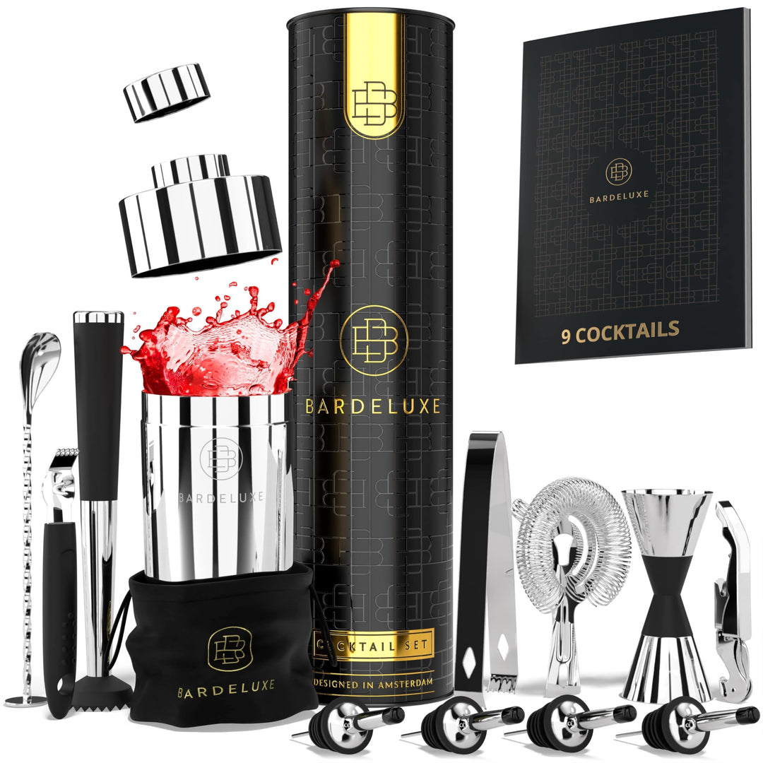 BarDeluxe® Cocktail Set 12-teilig, Barkeeper Set, Cocktail Mixer Set | 750ml Cocktailshaker Edelstah