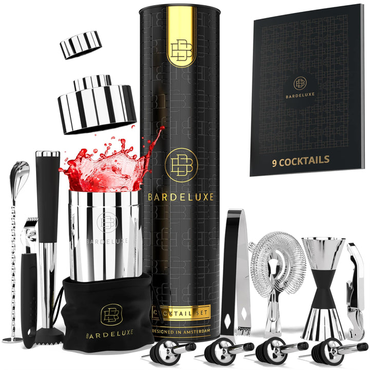 BarDeluxe® Cocktail Set 12-teilig, Barkeeper Set, Cocktail Mixer Set | 750ml Cocktailshaker Edelstah