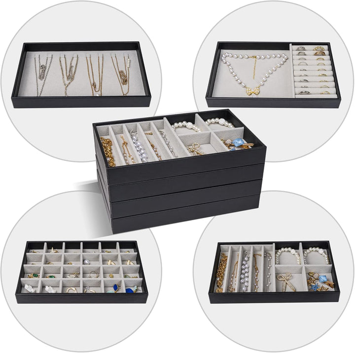 ProCase Schmucktablett Organizer mit 4 Schmuckschalen, Stapelbar Schmuck Schublade Organizer, Schmuc