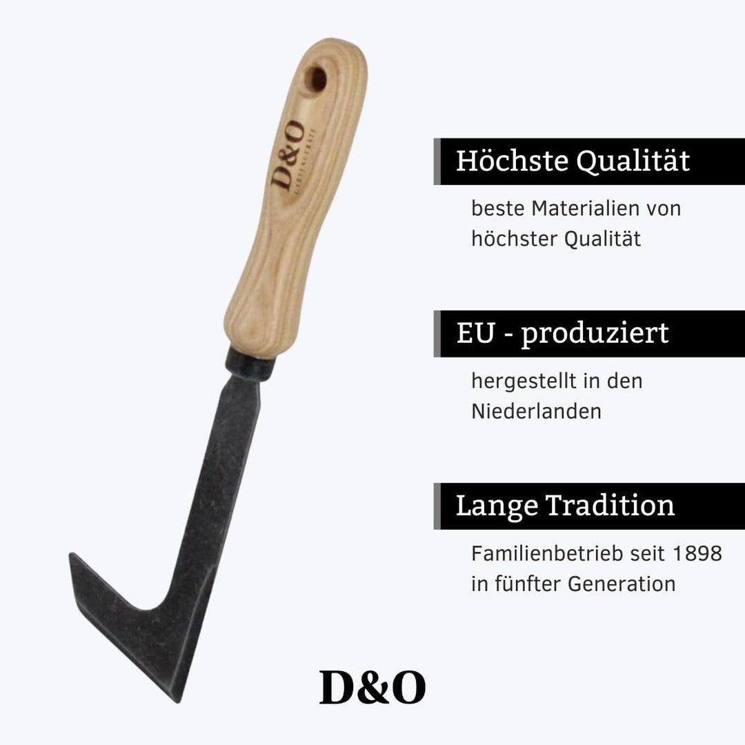 D&O Fugenkratzer geschmiedeter Borstahl, Holzgriff und angeschliffenem Blatt - Plattenfugen reinigen