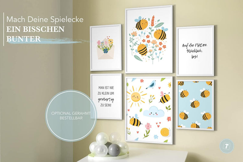 Papierschmiede® Bilder Kinderzimmer Kids Mood Poster Set Bienen, Kinderzimmer Bilder Babyzimmer Deko