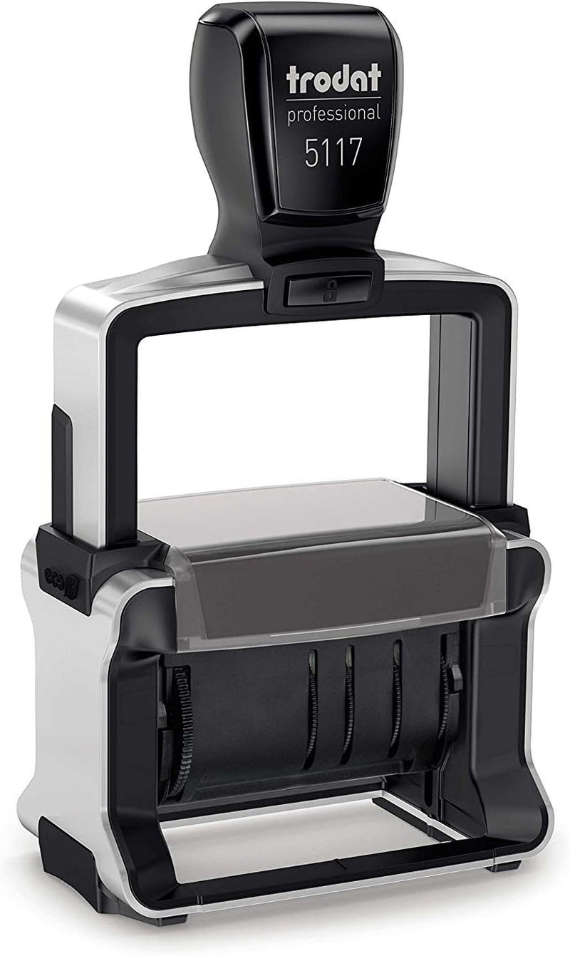 Trodat Professional 5117 Selbstfärbender Stempel mit Datum und 12 einstellbaren deutschen Texten, Dr