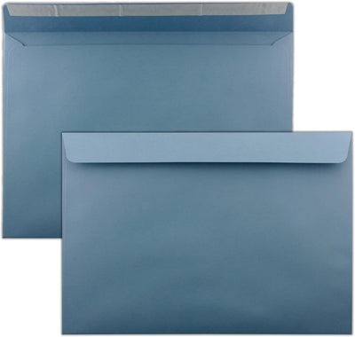 250x grosse XXL Briefumschläge DIN C4 in Grau-Blau - 22,9 x 32,4 cm - Haftklebung ohne Fenster - Ver