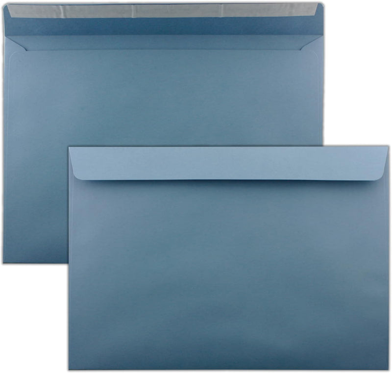 250x grosse XXL Briefumschläge DIN C4 in Grau-Blau - 22,9 x 32,4 cm - Haftklebung ohne Fenster - Ver