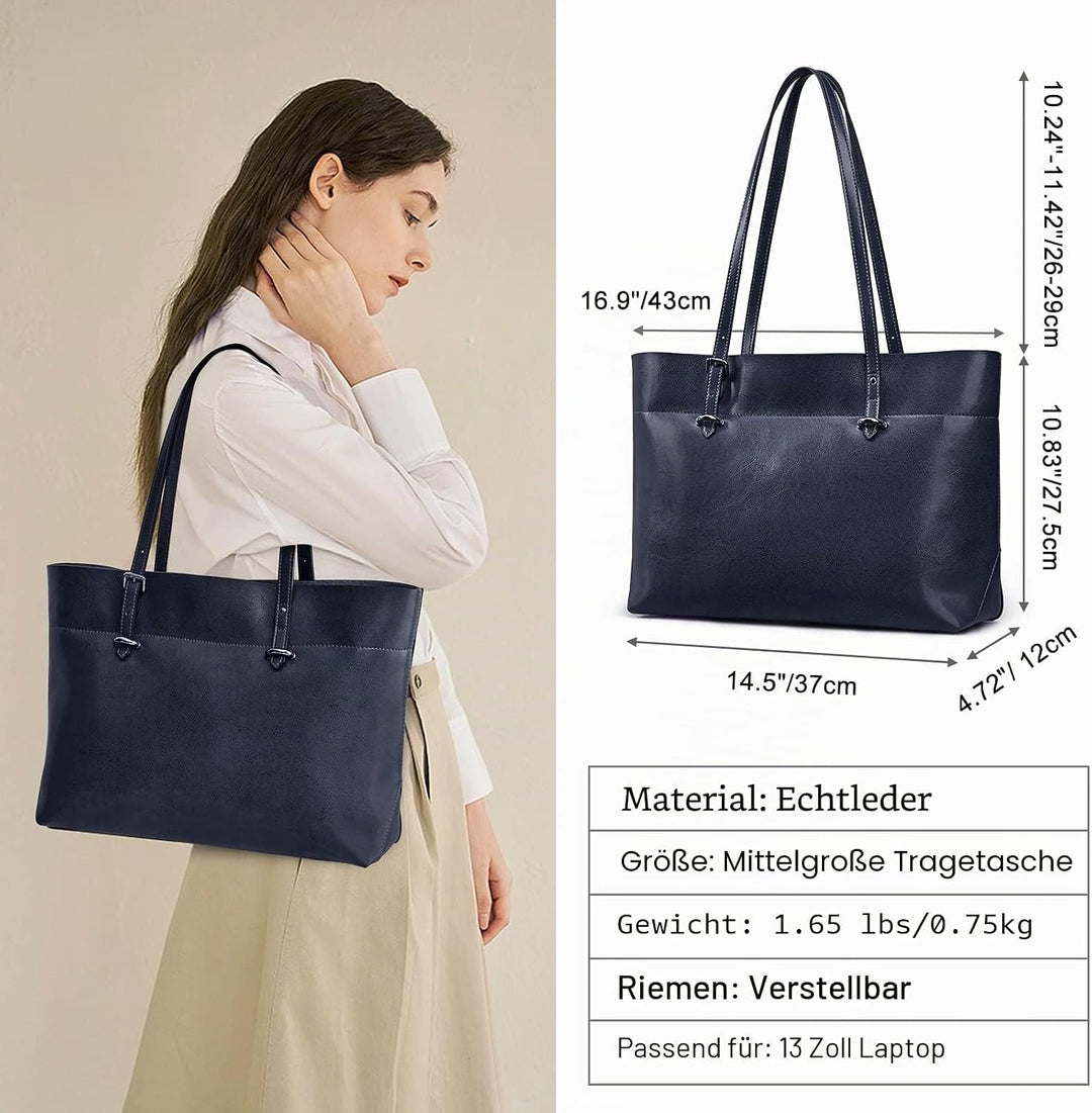S-ZONE Damen Handtasche Rindspalt Leder Schultertasche Umhängetasche Grosse Shopper Tote Beutel Köni