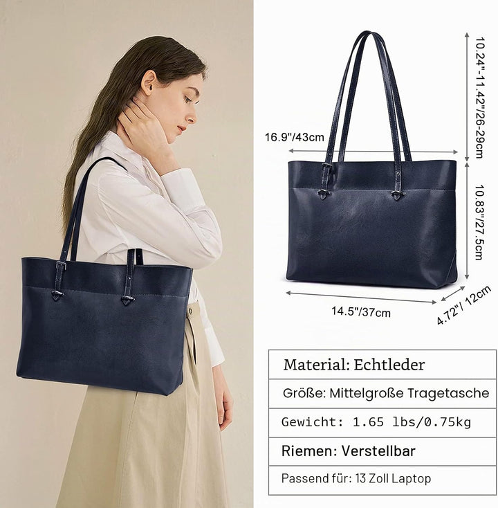 S-ZONE Damen Handtasche Rindspalt Leder Schultertasche Umhängetasche Grosse Shopper Tote Beutel Köni