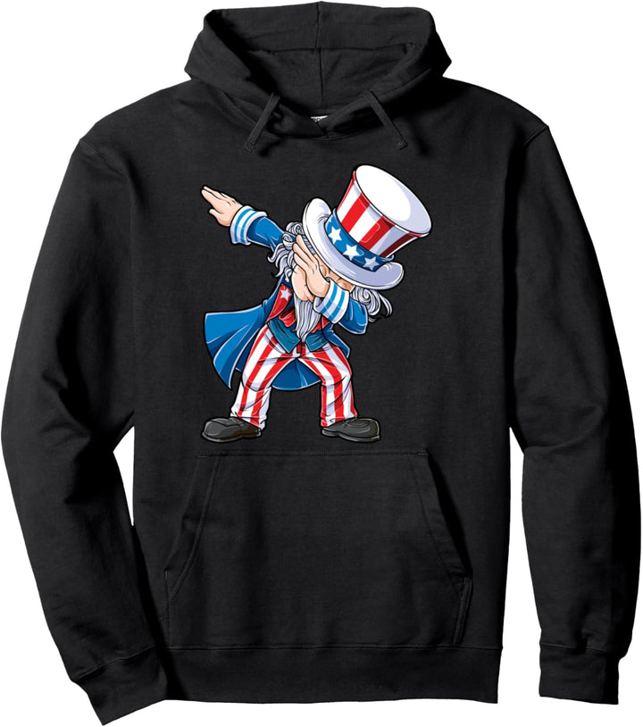 Dabbing Uncle Sam 4th Of July Men Women USA American Flag Pullover Hoodie