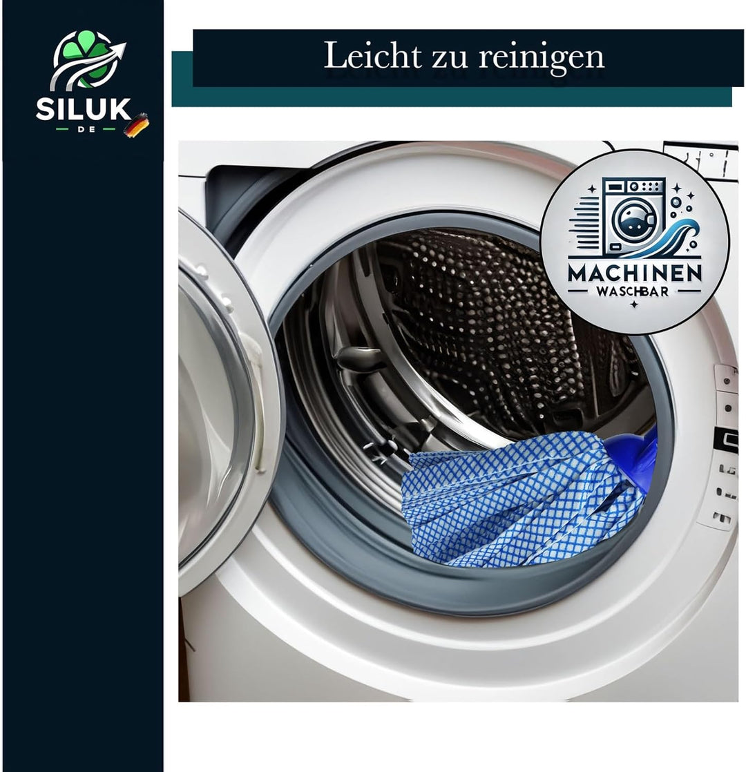 6X Ersatzkopf für Leifheit Classic Mop – Viskose-Polyester Streifen blau kariert, saugstark & streif