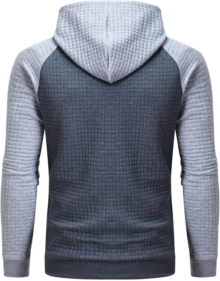 YuKaiChen Herren Kapuzenpullover Casual Langarm Karierten Kordelzug Jacquard Hooded Sweat mit Fleece