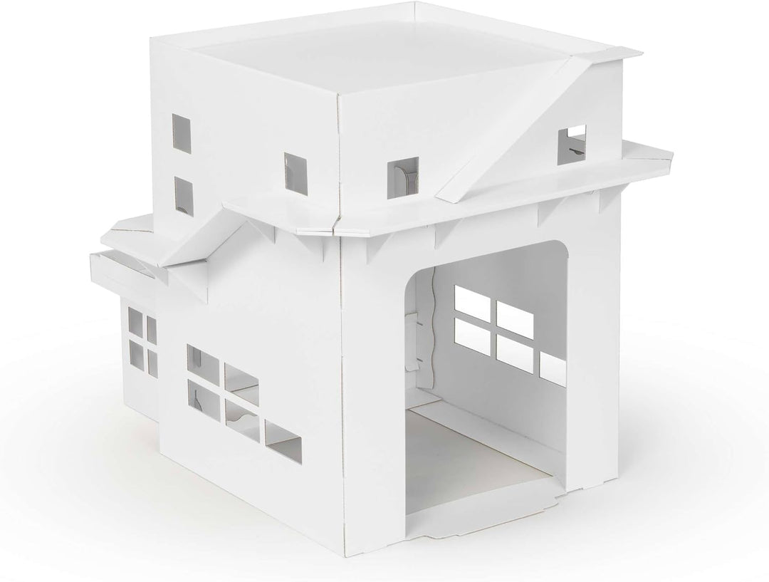 3 in 1 Spielhaus 65 x 50 x 50 cm Hubschrauberlandeplatz grosse Garage umlaufende Fahrbahn aus Pappe