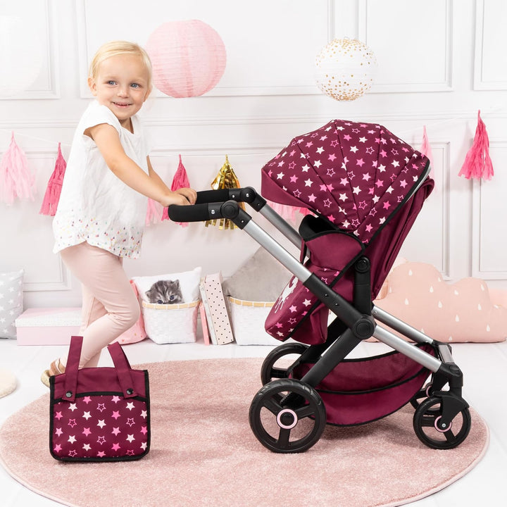 Bayer Design 17023AA Puppenwagen Xeo mit Tasche, höhenverstellbarer Griff, Schwenkschieber, wandelba