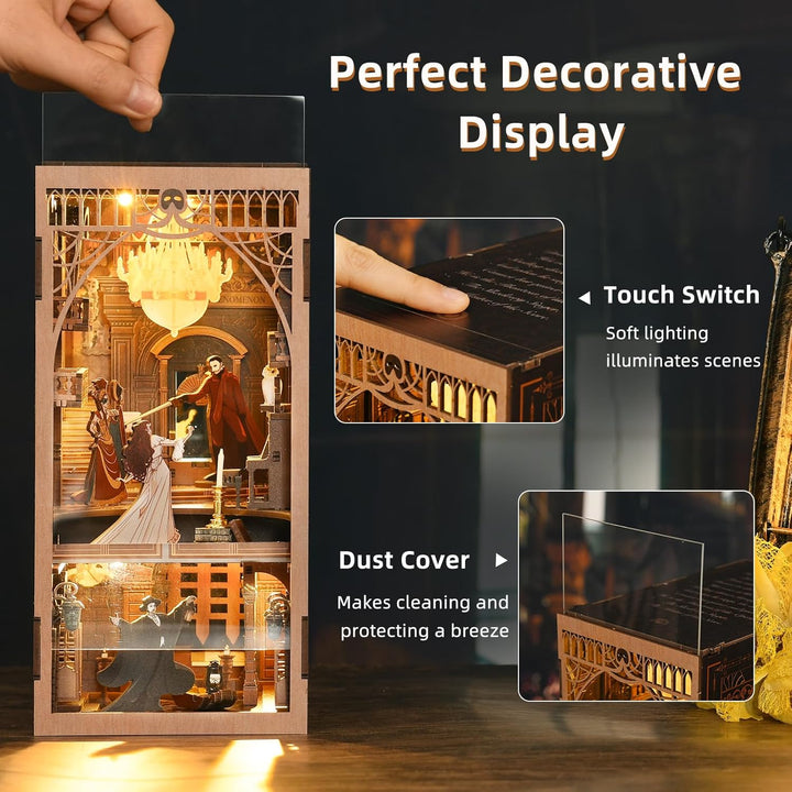 Book Nook Kit Buchstützen DIY Miniatur Haus 3D Puzzles Holz Book Nook für Erwachsene Modellbausatz W