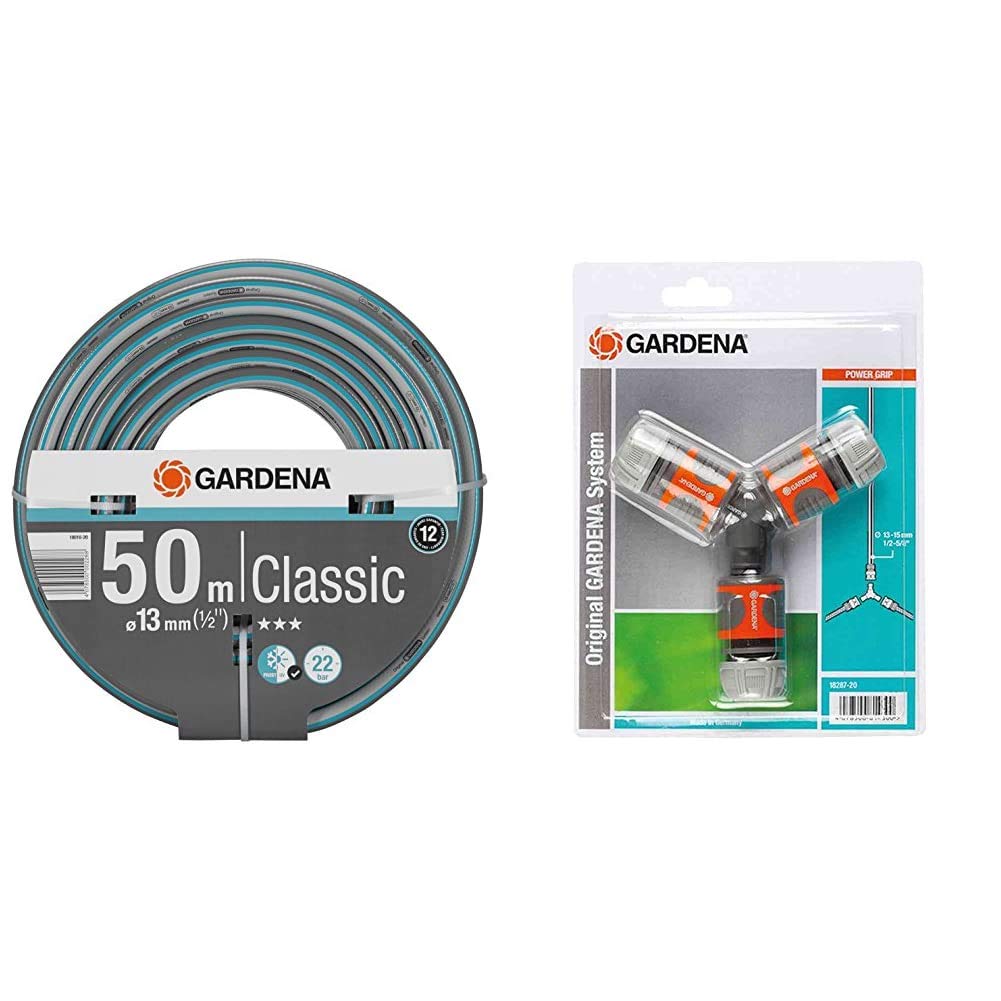 Gardena Classic Schlauch 13 mm (1/2 Zoll), 50 m: Universeller Gartenschlauch & Abzweig-Satz für 13 m