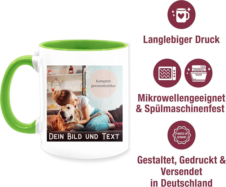 Tasse Tassen 325ml - eigenem - Foto Bild Geschenk I Dein Bild und Text - 325 ml - Hellgrün - fototas
