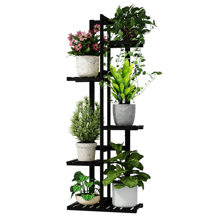 Bamworld Pflanzenständer Blumenständer Bambus Pflanzenregal Indoor Blumenregal Kleines Metall Blumen