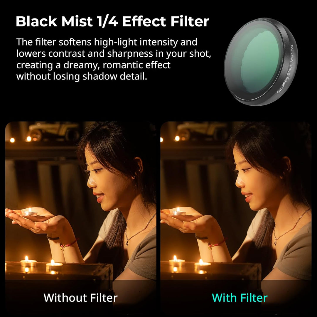 SMALLRIG Schwarz Diffusion 1/4 Effektfilter für Insta360 GO Ultra, Traumhafter Cinematic-Filter, Meh