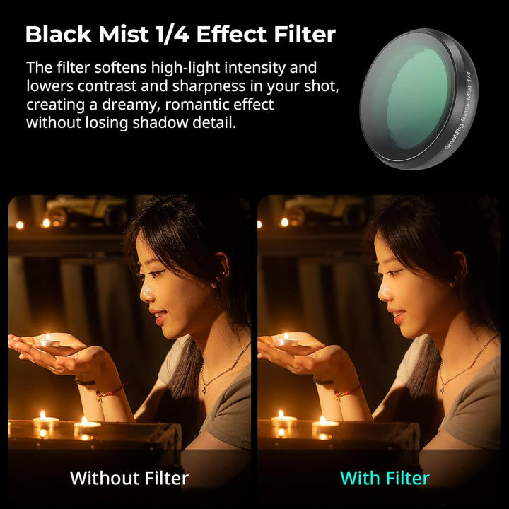 SMALLRIG Schwarz Diffusion 1/4 Effektfilter für Insta360 GO Ultra, Traumhafter Cinematic-Filter, Meh