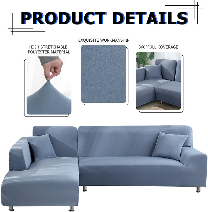 Lydevo Sofabezug Ecksofa L Form Sofa Überwürfe Stretch Sofabezug L Form Rechts oder Links mit Zwei K