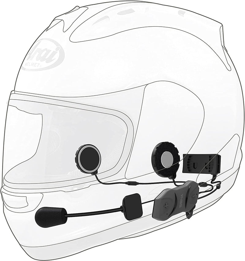 Sena 10R Flaches Motorrad Bluetooth Kommunikationssystem, Einzelpack, Schwarz, Einzelpack