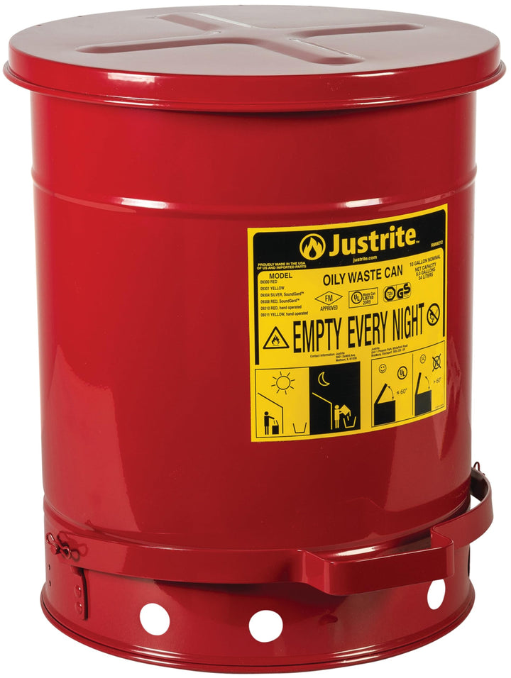 Stahlölbehälter mit fussbetätigtem Deckel, 38 L, Rot