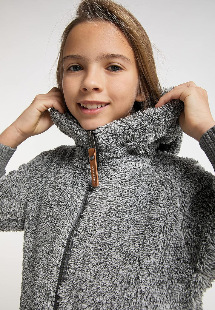 Ragwear Valentyna Mädchen Sweatjacke Sweatshirt mit Kapuze Plüsch Teddyfell Jacke Cardigan Strickjac