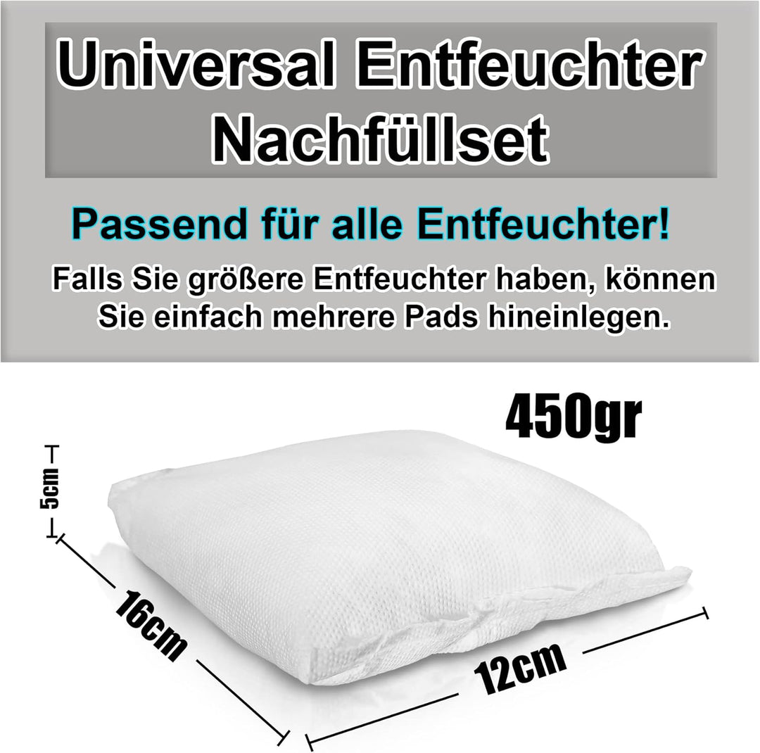 BigDean 12 x 400g Luftentfeuchter Nachfüllpack Feuchtigkeits-Stopper Nachfüll-Beutel Granulat Vliesb