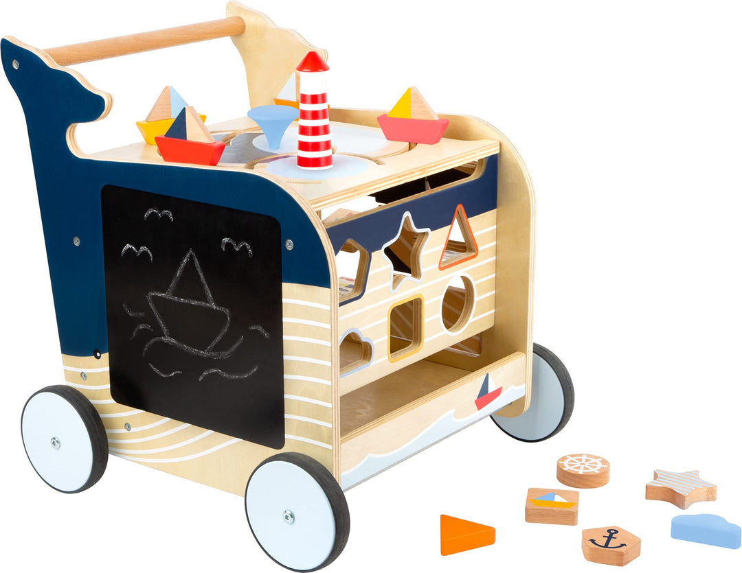 small foot Lauflernwagen Wal aus Holz für erste Gehversuche, multifunktional, für Kinder ab 1 Jahr,