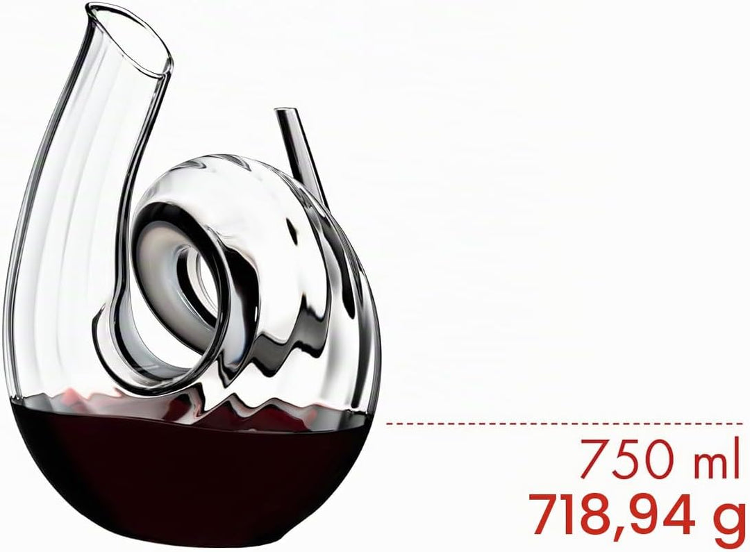 Riedel - Decanter - Dekanter - Weindekanter - Curly Fatto A Mano Black/White/Black Optic - Kristallg