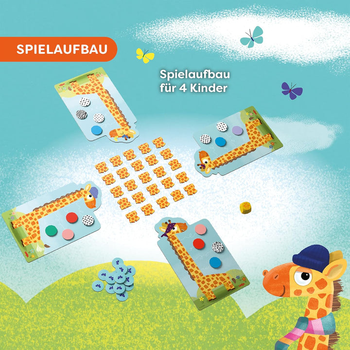 HABA Lasse Giraffe – Farbenfrohes Memo- &amp; Würfelspiel für Kinder ab 3 Jahren – Lustiges Sammelspiel