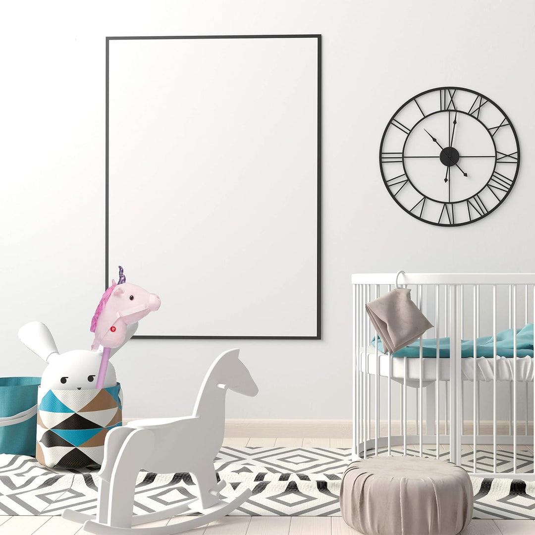 Relaxdays 10023852 Steckenpferd Einhorn, mit Sound, aus Holz & Plüsch, niedliches Stockpferd, Wieher