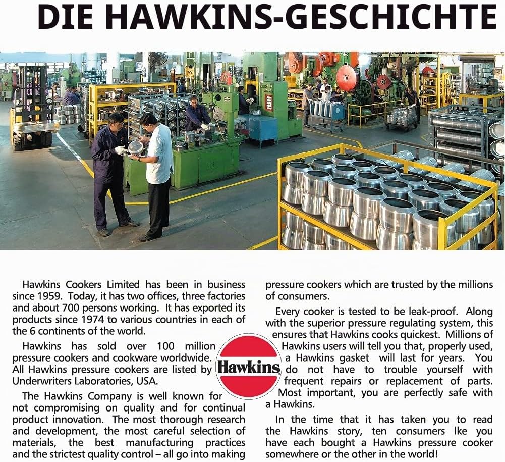 HAWKINS H 56 H56 Hevibase Schnellkochtopf, Induktionskompatibel, Aluminium, 5 Liter, Silber 5-Litre,