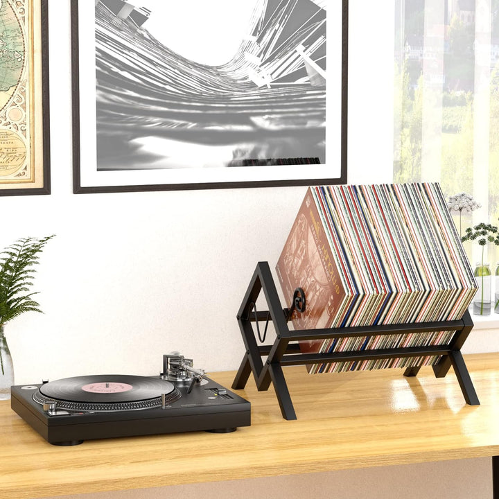 EKNITEY vinyl schallplatten aufbewahrung für 80–100 LPs metall lp Schallplattenständer einfach zu mo