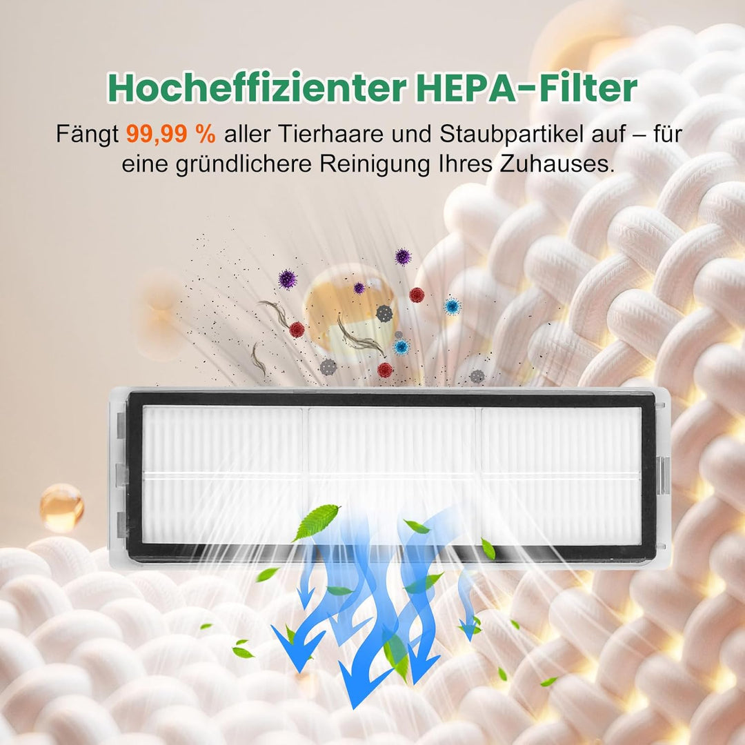 21 Stück Zubehör für Dreame D20 Pro Plus Saugroboter, 1 Paar Hauptbürste, 6 Staubbeutel, 4 Filter, 4