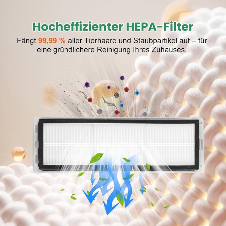 21 Stück Zubehör für Dreame D20 Pro Plus Saugroboter, 1 Paar Hauptbürste, 6 Staubbeutel, 4 Filter, 4