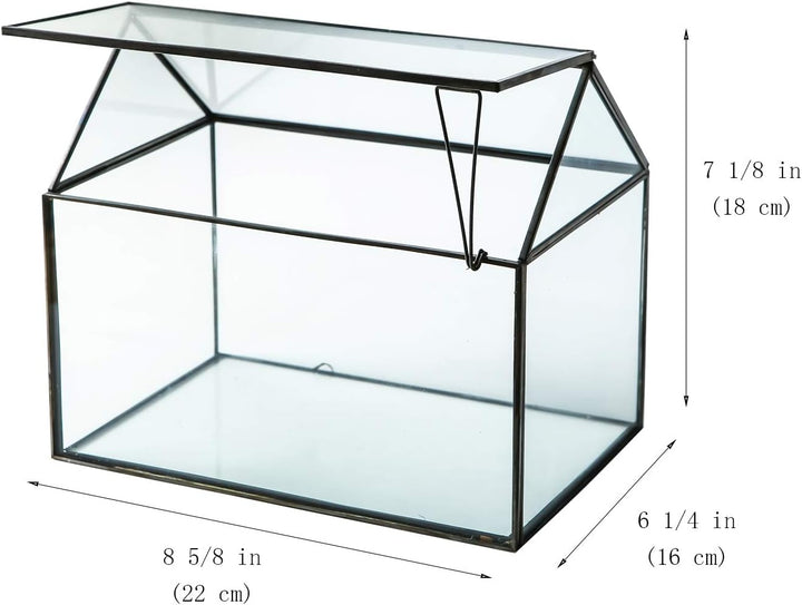 WONSUN Hausform, geschlossenes Glas, geometrisches Terrarium, Tischplatte, Sukkulenten-Haus, Garten,