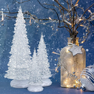 Tronje LED Christbaum 27cm Weihnachtsbaum mit Timer USB Tannenbaum beleuchteter Acrylbaum Wechselfar