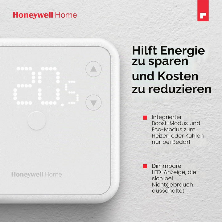 Honeywell Home DT3 Verdrahteter Raumthermostat, EIN/Aus Verkabelt | Premium Schwarz, Verkabelt | Pre