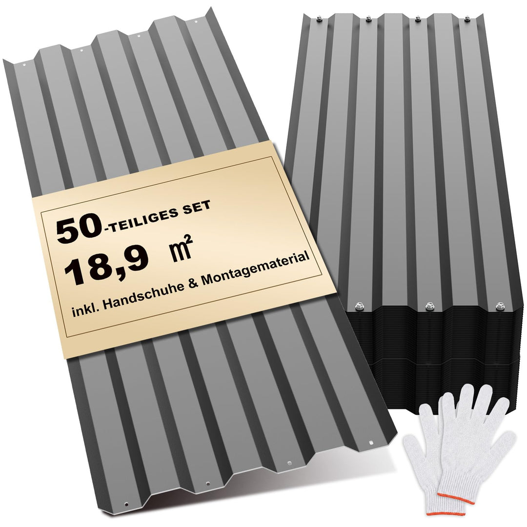 Huracan Dachbleche Trapezblech Profilblech 50er, Stahlblech 108x35cm, Platten Dachplatte Wetterfest