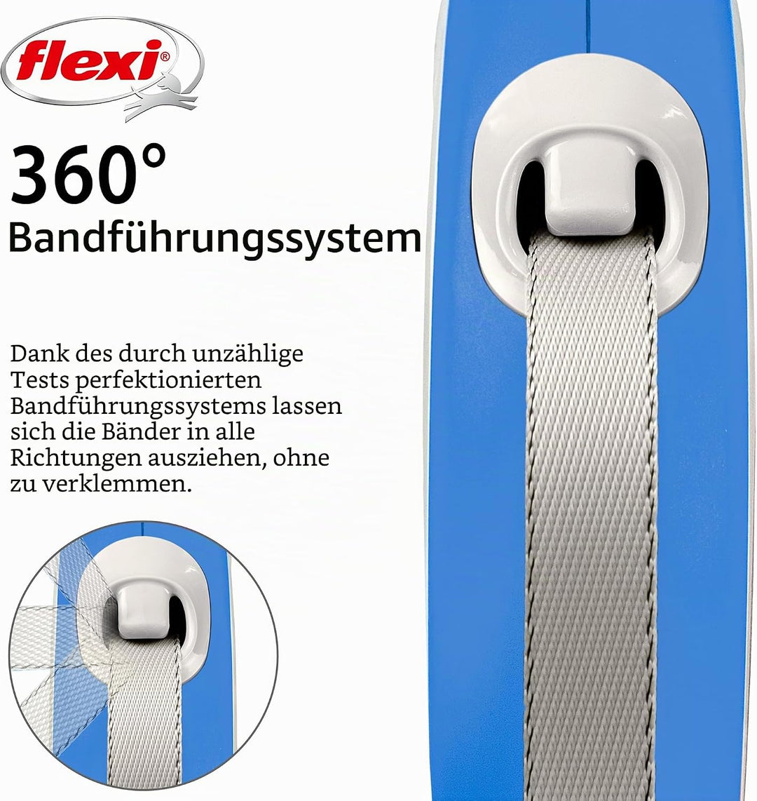 FLEXI New Comfort einziehbare Hundeleine (Band), ergonomisch, robust und verhedderungsfrei, für Hund