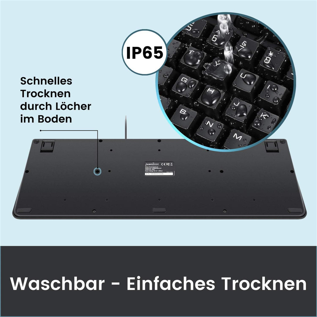 Perixx,11363,PERIBOARD-517 AA8Wasserdichte WaschbareTastatur mit Ziffernblock,IP65, Vollständig Wass