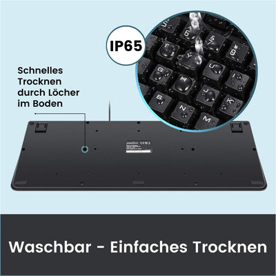 Perixx,11363,PERIBOARD-517 AA8Wasserdichte WaschbareTastatur mit Ziffernblock,IP65, Vollständig Wass