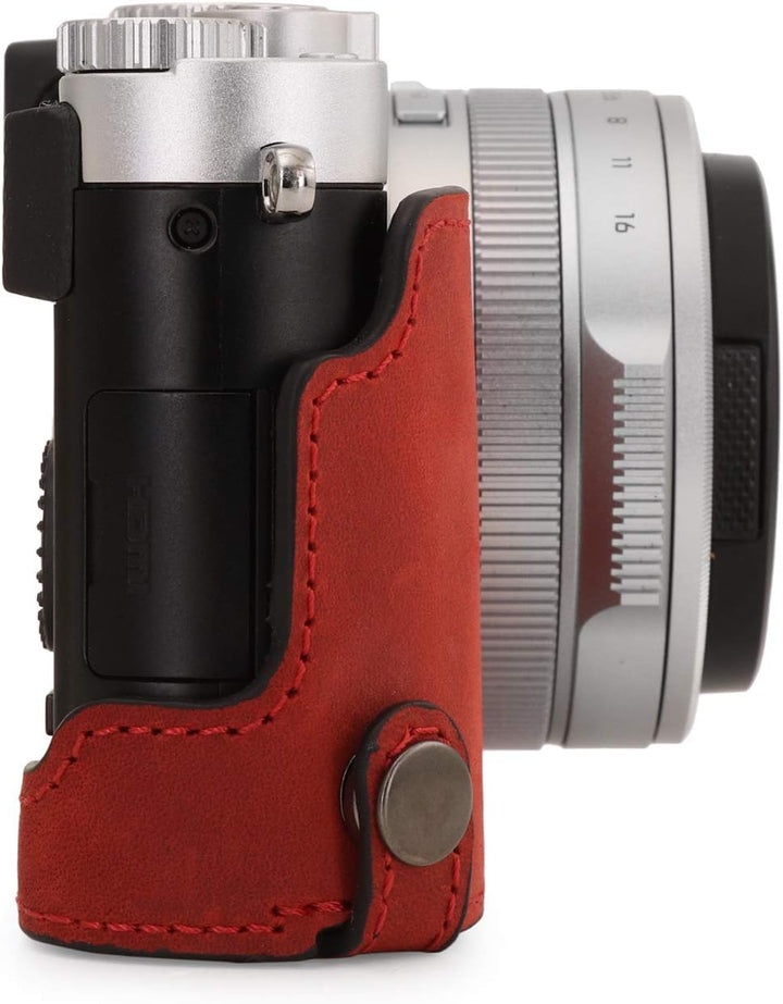 MegaGear MG1699 Ever Ready Kameratasche aus echtem Leder, kompatibel mit Leica D-Lux 7, Rot, Rot