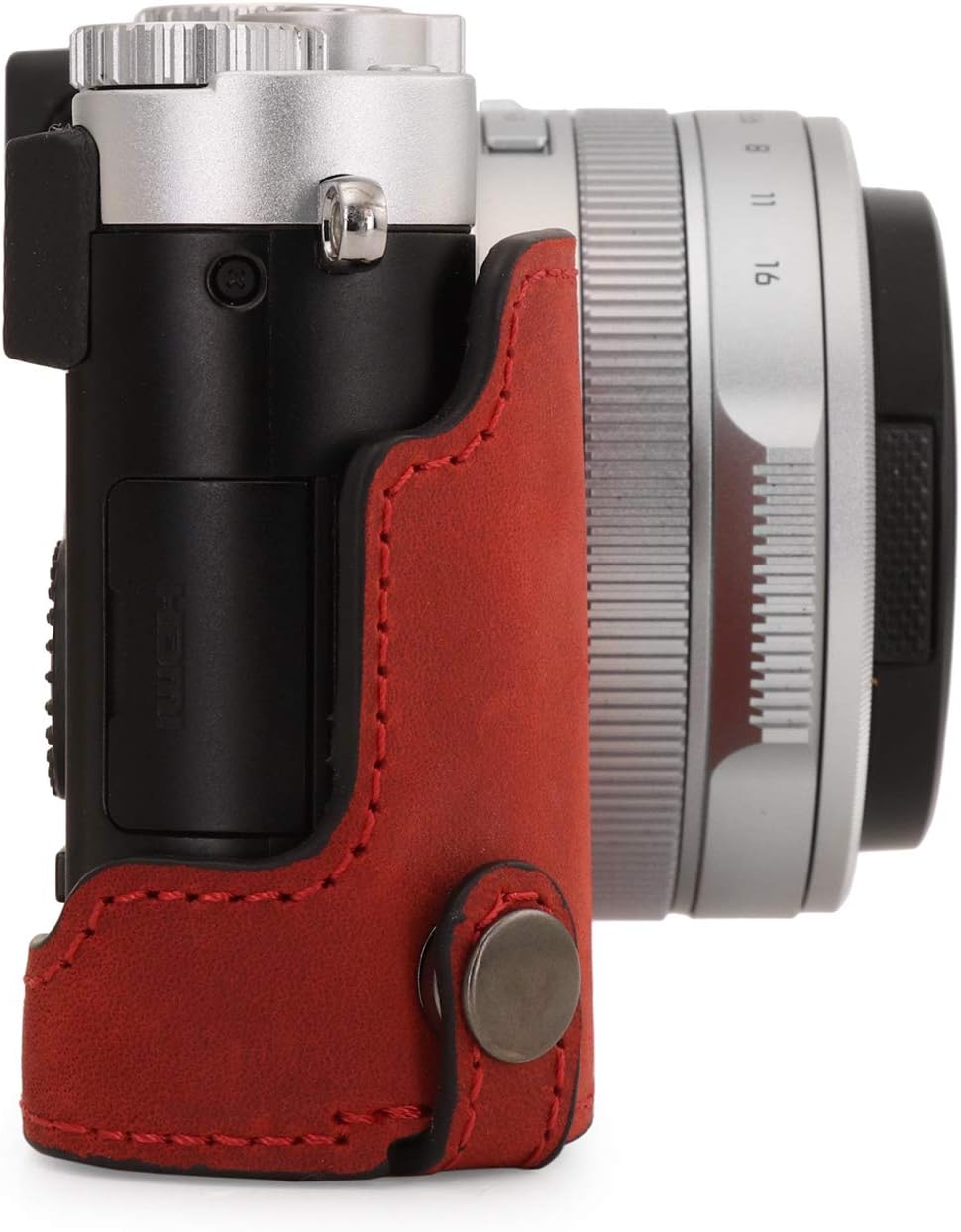 MegaGear MG1699 Ever Ready Kameratasche aus echtem Leder, kompatibel mit Leica D-Lux 7, Rot, Rot