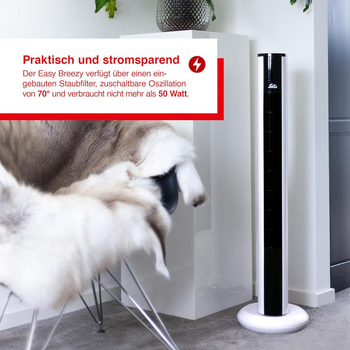 Solis Easy Breezy 757 Ventilator Leise - Turmventilator - Ventilator mit Fernbedienung und Temperatu