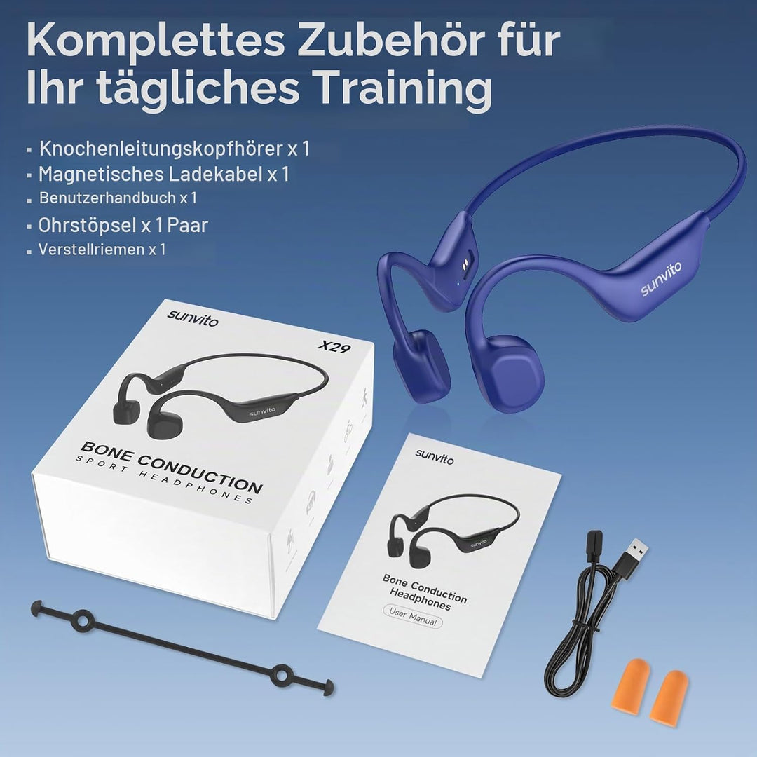 Knochenschall Kopfhörer Bluetooth 6.0, offene Bluetooth-Funkkopfhörer für Sport, wasserdichte, leich