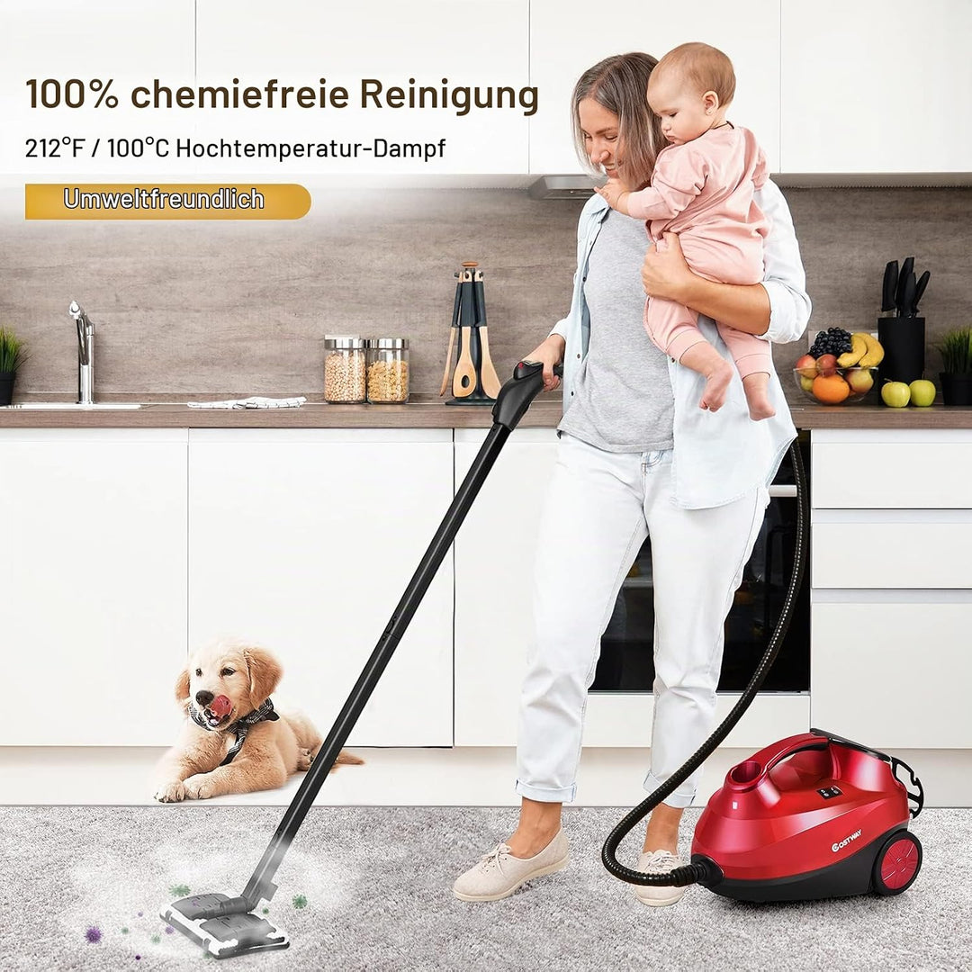 RELAX4LIFE Dampfreiniger 2000W, Bodendampfreiniger mit 19 Zubehör/ 4 Bar/Tank 1,5 L/Dampfzeit bis 45
