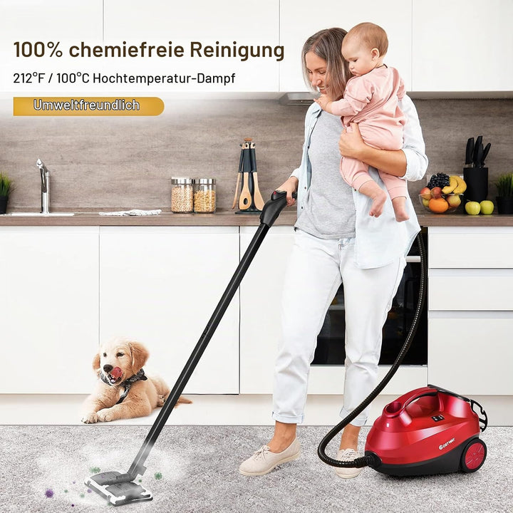 RELAX4LIFE Dampfreiniger 2000W, Bodendampfreiniger mit 19 Zubehör/ 4 Bar/Tank 1,5 L/Dampfzeit bis 45